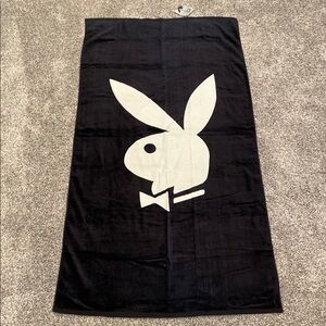 NWT’s- PLAYBOY Black Beach Towel with Iconic White Bunny